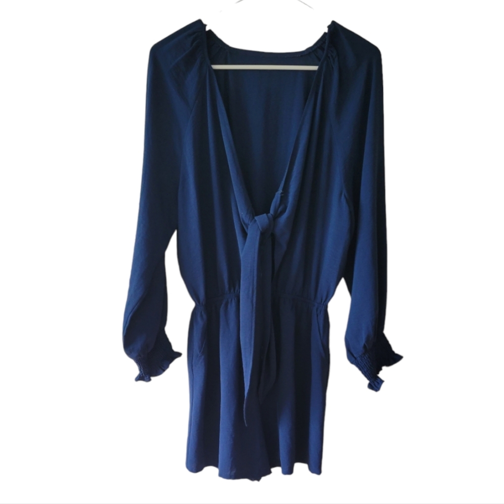 Blue Romper front tie knot